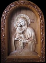 Pochaevskaya - high relief, wood carving