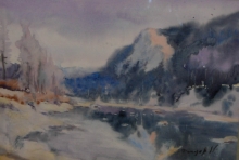 The Headstream of the River Tissa - paper, watercolor
