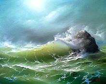 Crashing At The Reef - oil, canvas