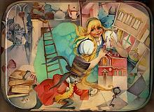 Alice In Wonderland - a box, Fedoskino lacquer painting technique