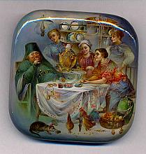 Easter - a box, Fedoskino lacquer painting technique