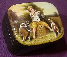 Childhood - Fedoskino lacquer painting technique