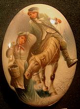 Encounter - a box, Fedoskino lacquer painting technique 