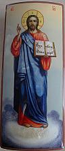 Savior - icon, Fedoskino lacquer painting technique 