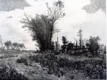 Autumn In Moscow Area - paper, etching