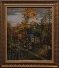 Mushroom Gatherers. Porcini Mushrooms Have Grown - carton, pastel, gouache, acrylic