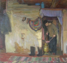 Russian Stove - oil, cardboard