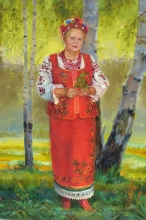 Portrait Of A Woman In Ukrainian Stage Costume - oil, canvas