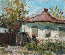 Mud Hut - oil, canvas