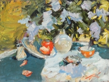 Still Life In The Garden - oil, canvas