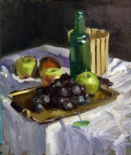 Still Life With A Bottle - oil, canvas