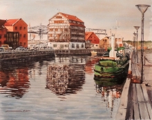 Klaipeda In The Morning - watercolors, paper