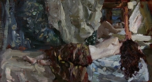 Nude With A Mirror - oil, canvas