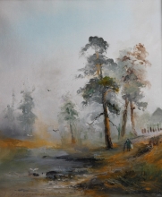 The Path To The Temple - oil, canvas
