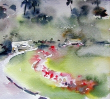 Flowerbed - watercolor, paper