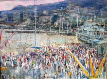 Summer Evening In Yalta - oil, canvas