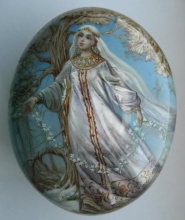 Coming Of Spring - box: papier-mache, oil, lacquer, gold leaf, mother of pearl