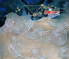 Asteroid Planet Of A Strange Sphinx - oil, canvas