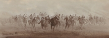 Buzkashi - paper Canson, oak bark, schreibtinte (writing ink)