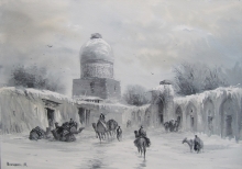 Caravan-serai In Bukhara - paper Arches, oak bark, antiktushe 