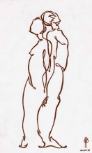 One Line For Two - sepia, paper