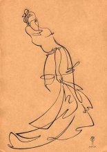 Dance With A Red Cloth - pencil, paper