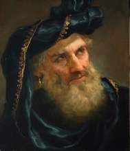 Old Man In Black - oil, canvas