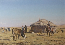 In Kazakhstan Steppe - oil, canvas