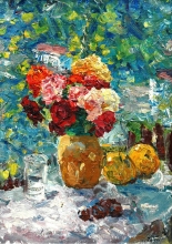 Roses - oil, canvas on cardboard