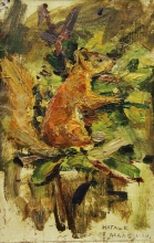 Squirrel - oil, cardboard