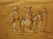 Off To The Bazaar - mixed technique, paper