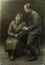 A Woman And A Man - charcoal, pencil, paper