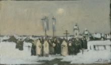Sketch To The Graduation Painting "Epiphany" - oil, cardboard