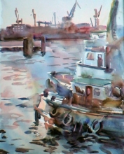 Hamburg - watercolor, paper