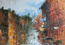 Lights Of Arbat - oil, canvas