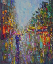 Music Of The Rain: Lyric Mood - oil, linen, spatula