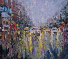 Music Of The Rain: Busy Day - oil, linen, spatula
