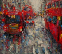 Reds At Work. Oxford Street - oil, linen, spatula