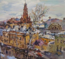 Profsoyuznaya Street In Spring, Kazan - oil, canvas