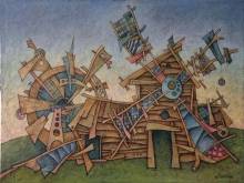 Old Mill - mixed technique, canvas