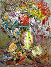 Flowers - oil, cardboard