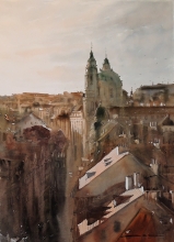 Prague - watercolors, paper