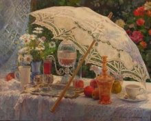 Still Life With An Umbrella - oil, canvas