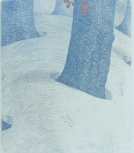 Breath Of Spring - etching, watercolors, toned paper