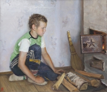 At The Stove - oil, canvas