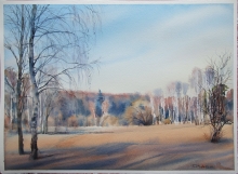 Birch - watercolors, paper