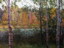 Dawn At Vorya River - oil, canvas
