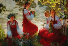 Wreath Making - oil, canvas