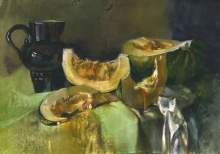 Still Life With Pumpkin - watercolors, paper