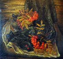 Still Life With Rowans - oil, canvas